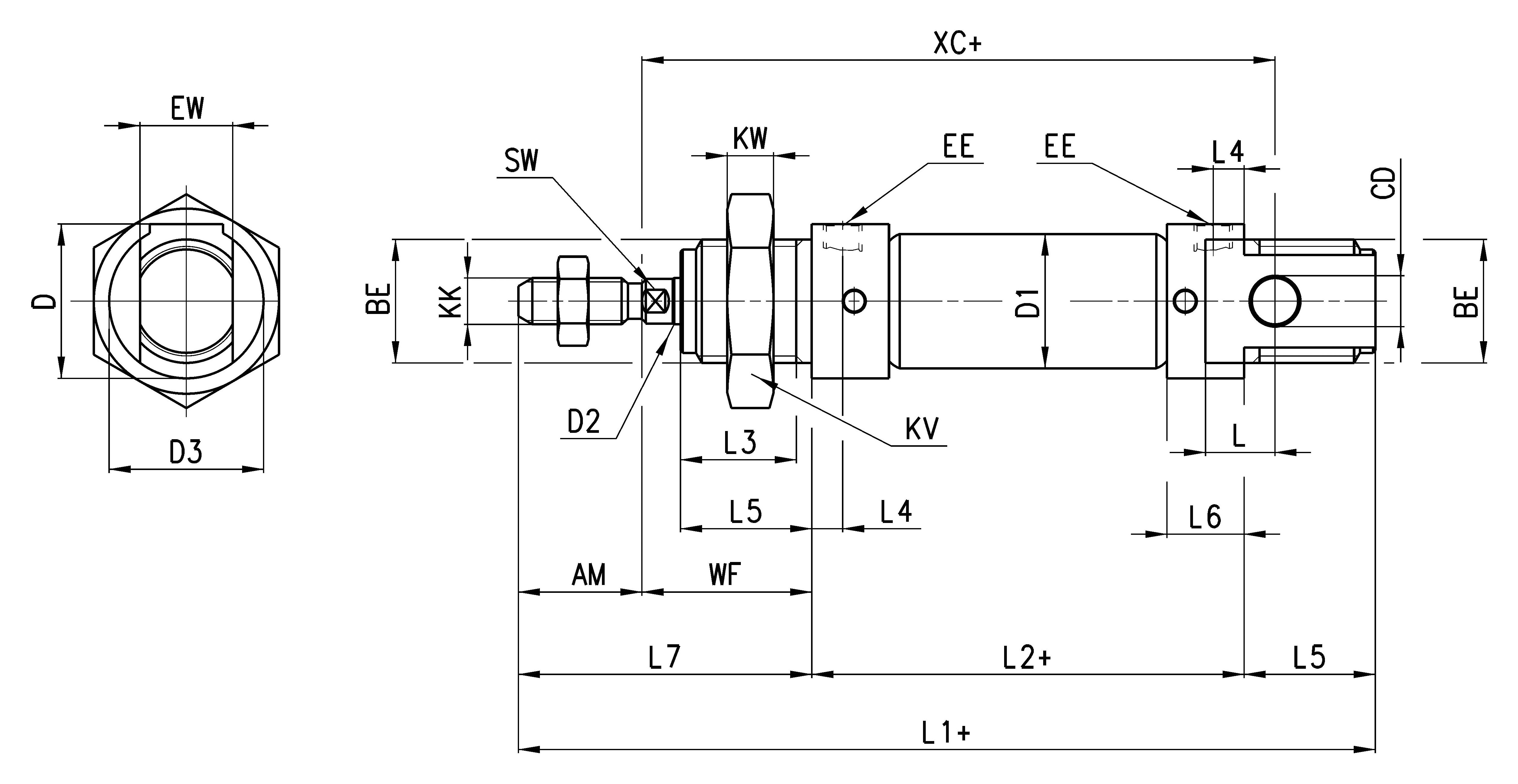 MINI PISTON 25N 2A 25A 080 + C-2