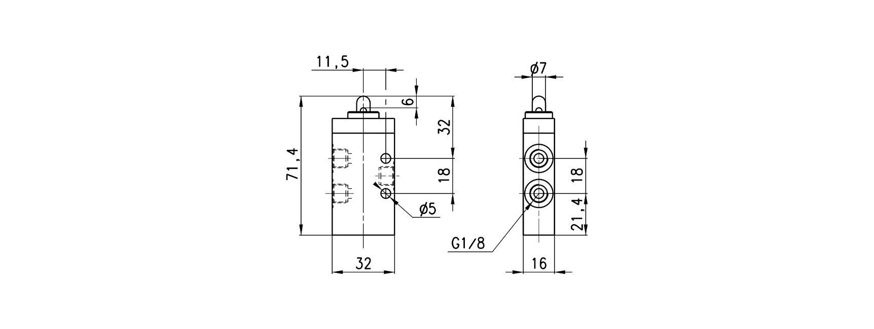 MECHANICAL OP. VALVE- PLUNGER 3/2 MONOSTABLE 1/8-2