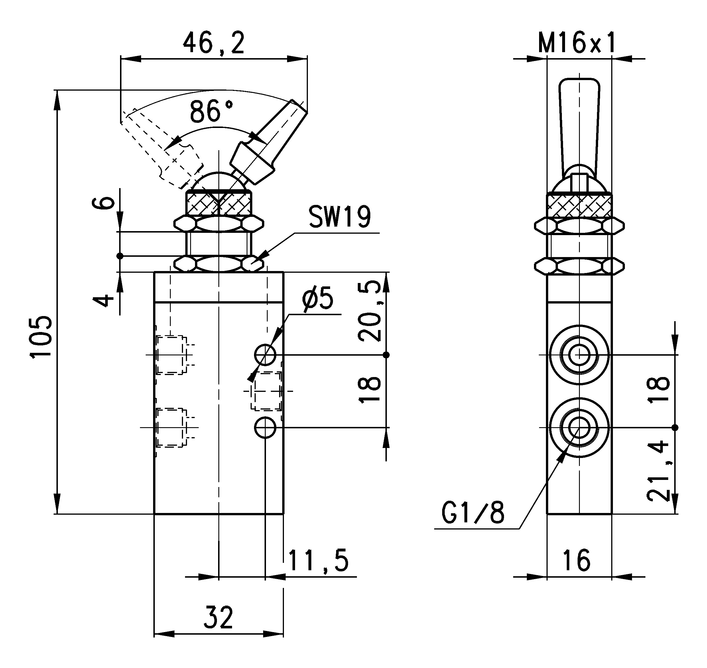 MANUALLY OP. VALVE- SWITCH 3/2 BISTABLE 1/8-2