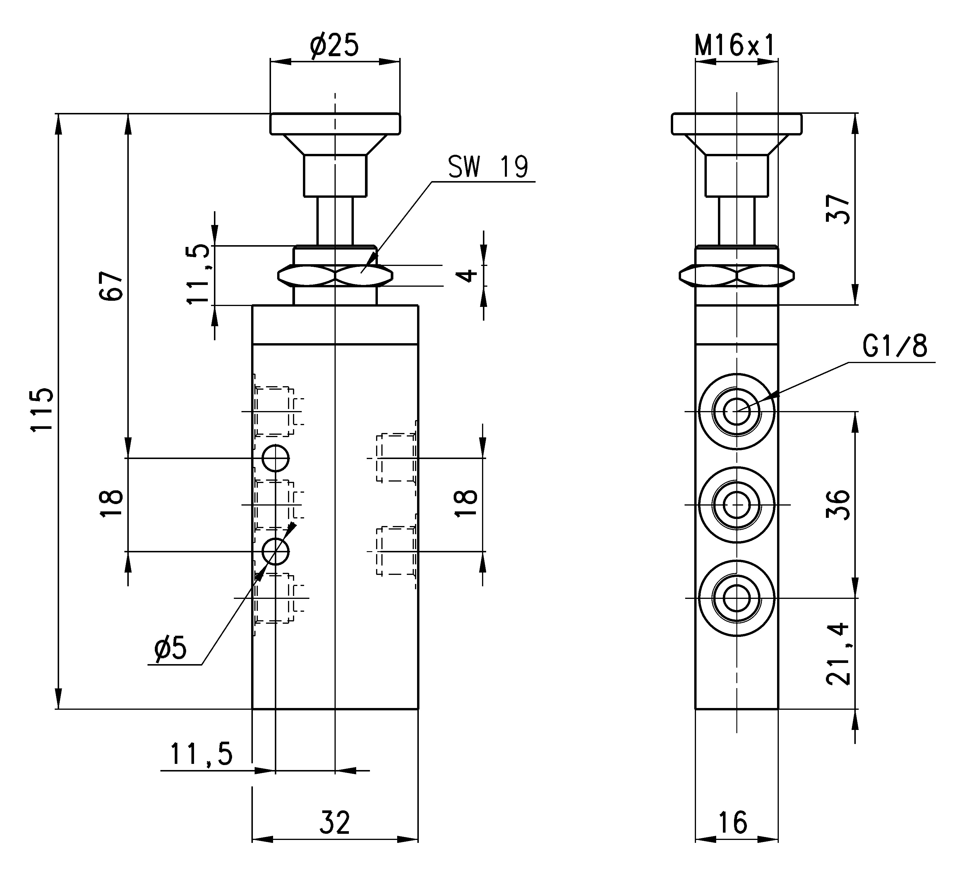 MANUALLY OP. VALVE- KNOB 5/2 BISTABLE 1/8-2