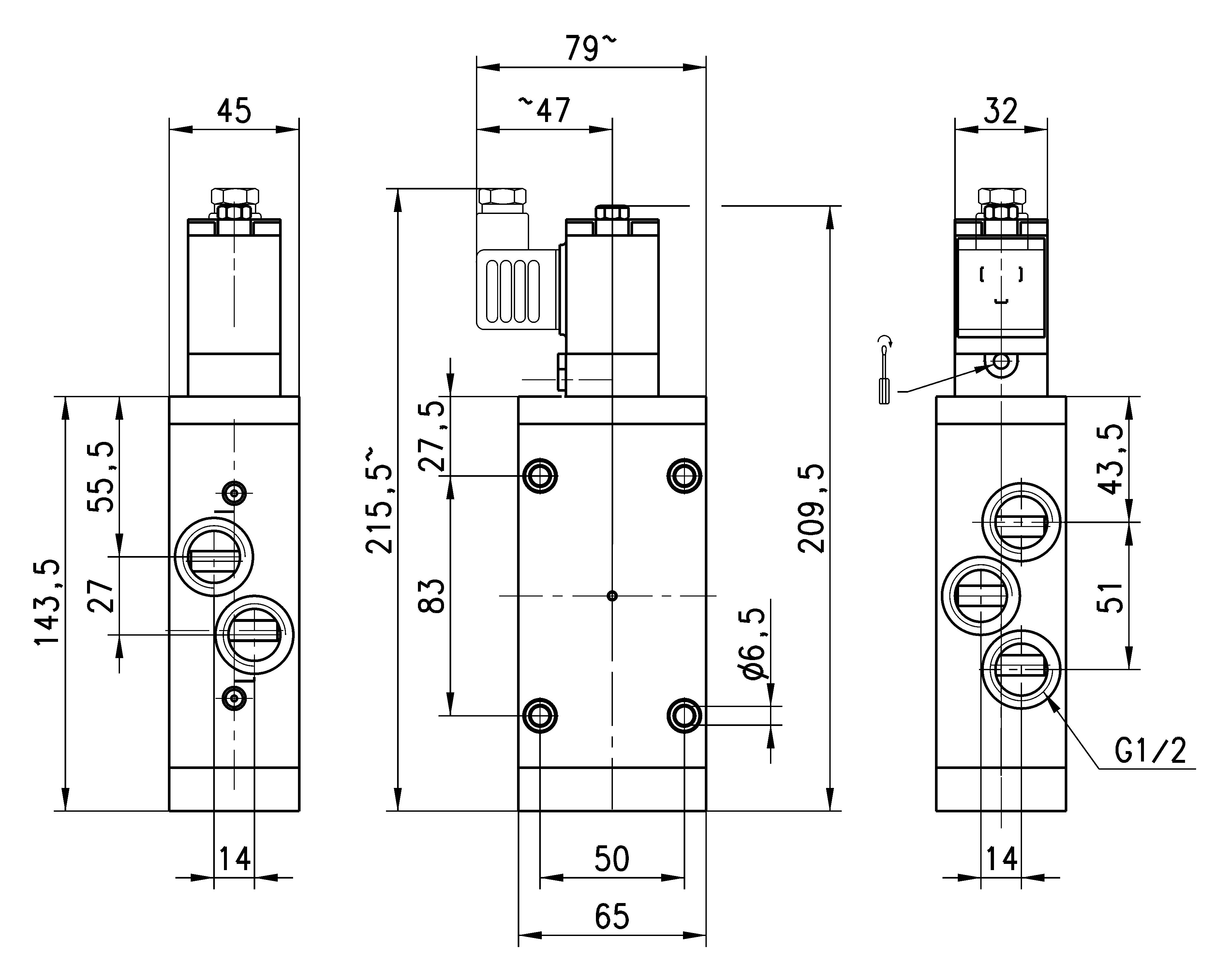 SOLENOID VALVE 5/2 MONOSTABLE 1/2-2