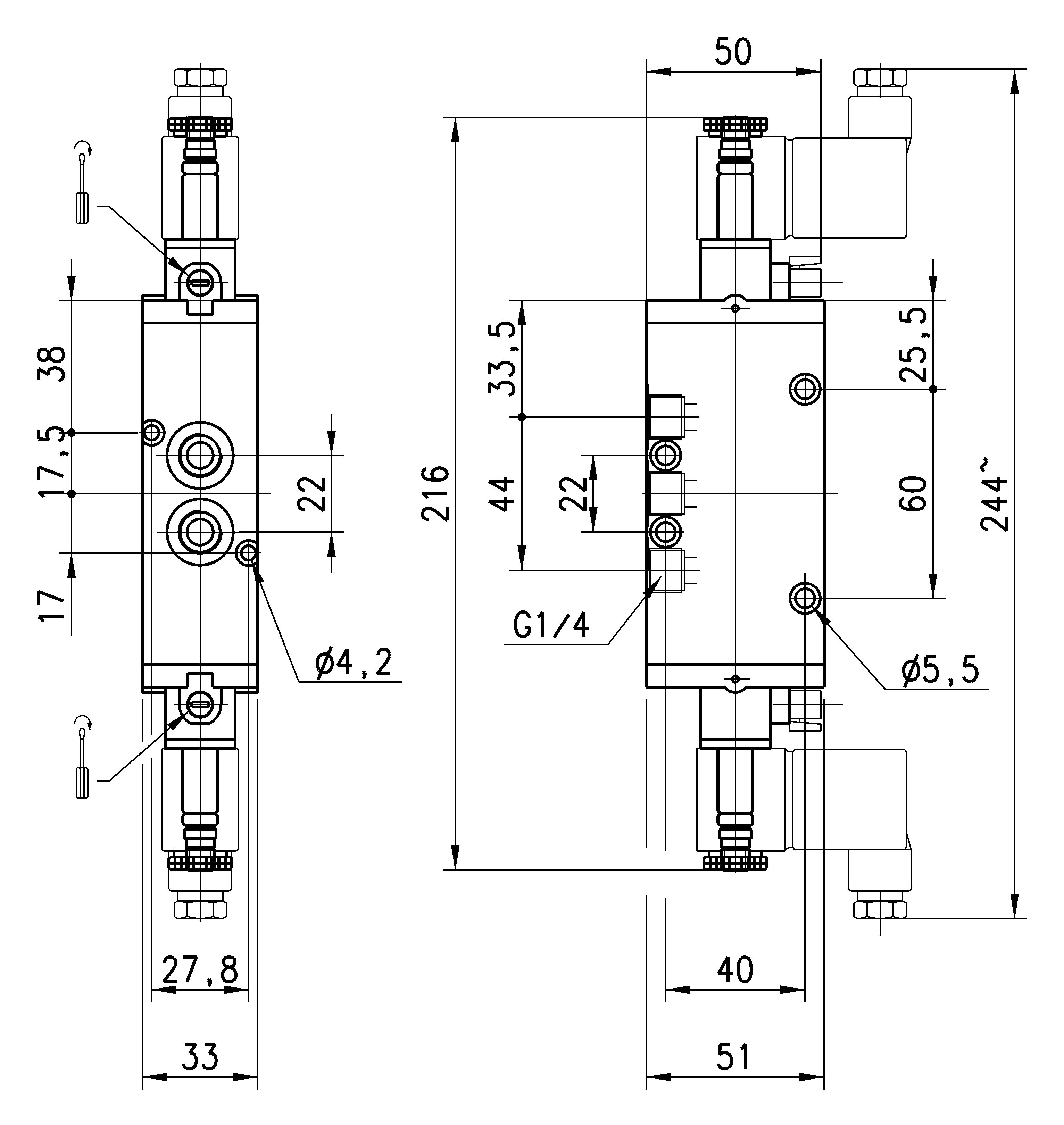 SOLENOID VALVE 5/2 BISTABLE 1/4-2
