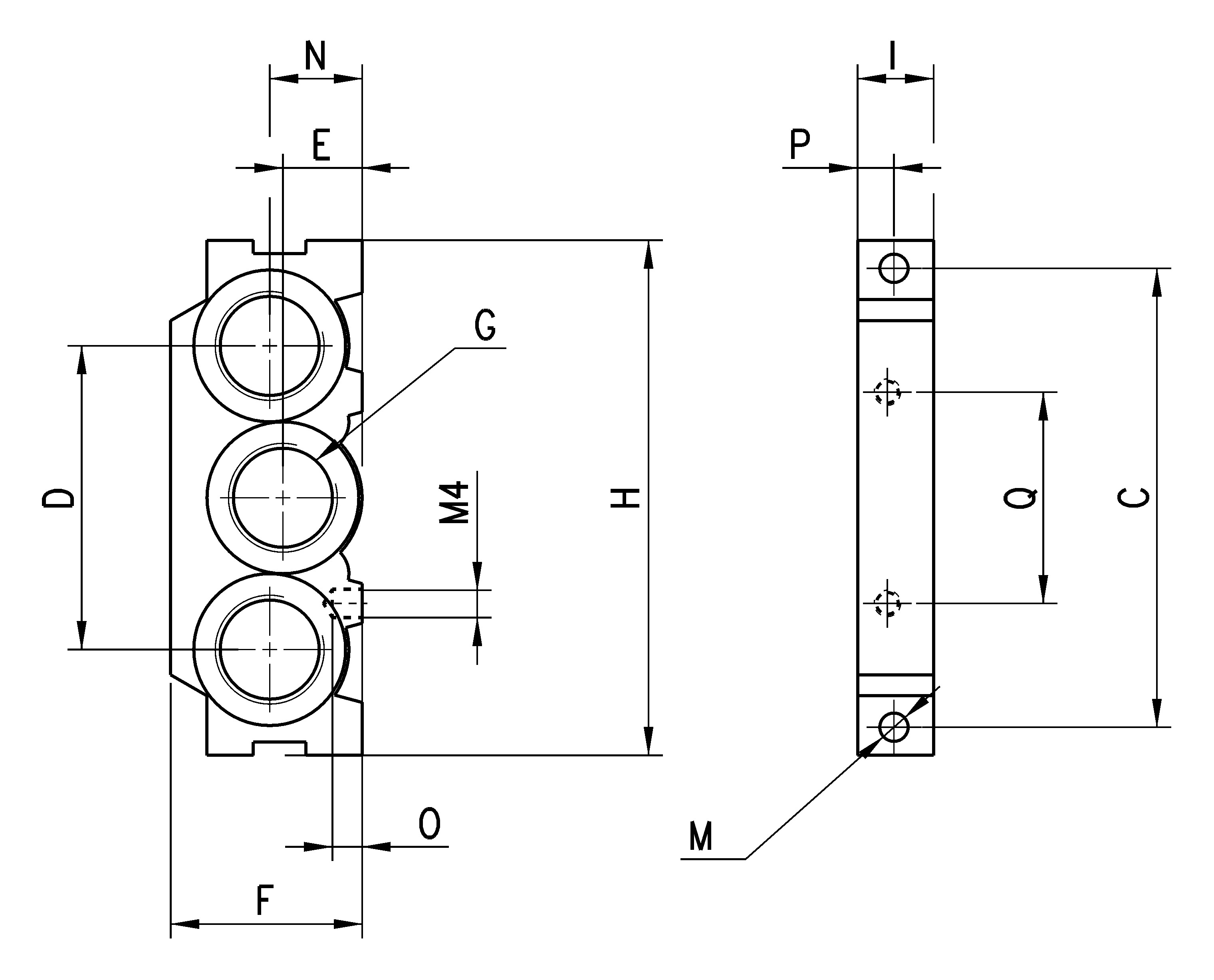 END BLOCK FOR MANIFOLD SERIES 3 1/8-2