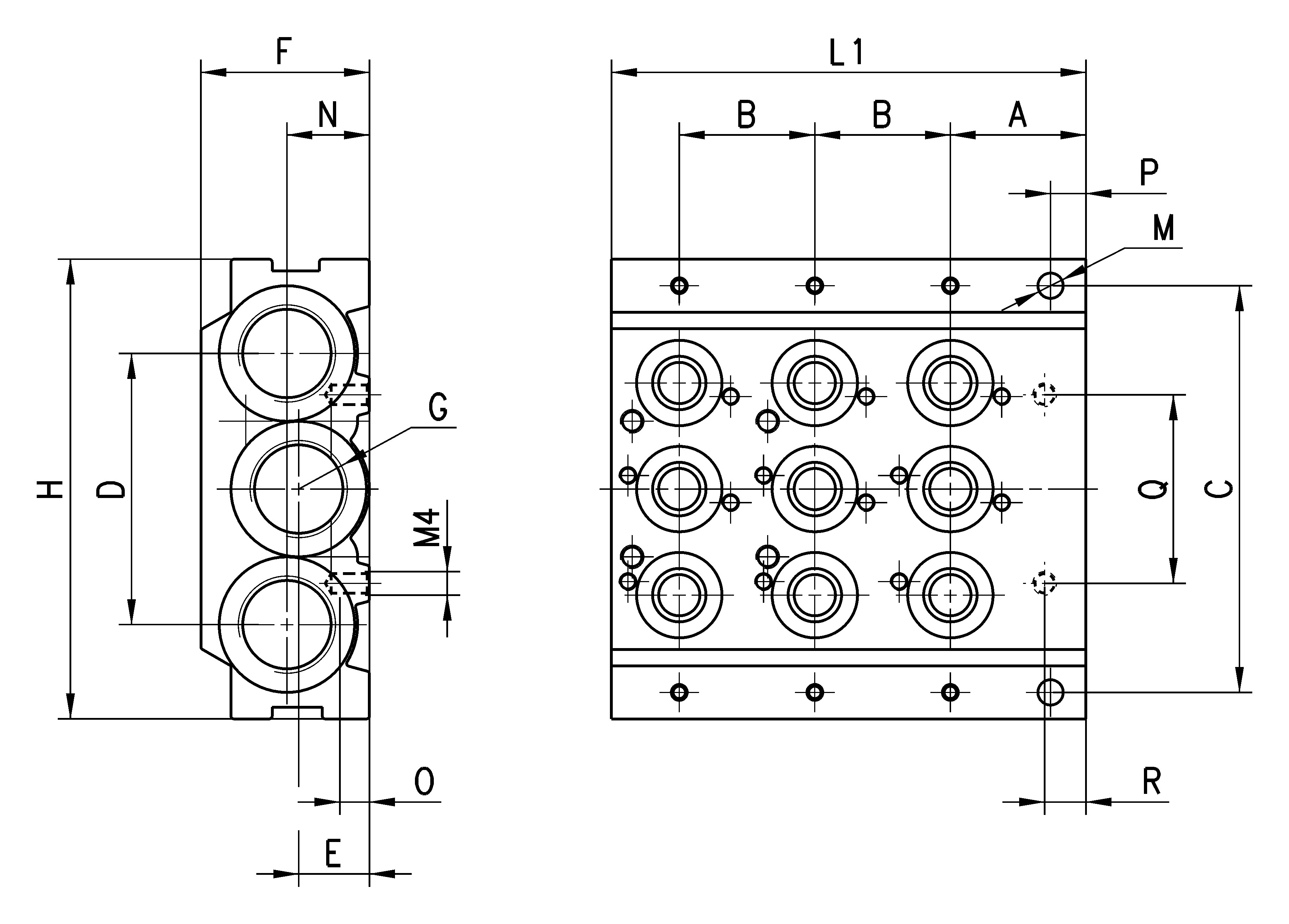 BEGINNING/ENDING MANIFOLD 3 POSITIONS SERIES 3 1/8-2