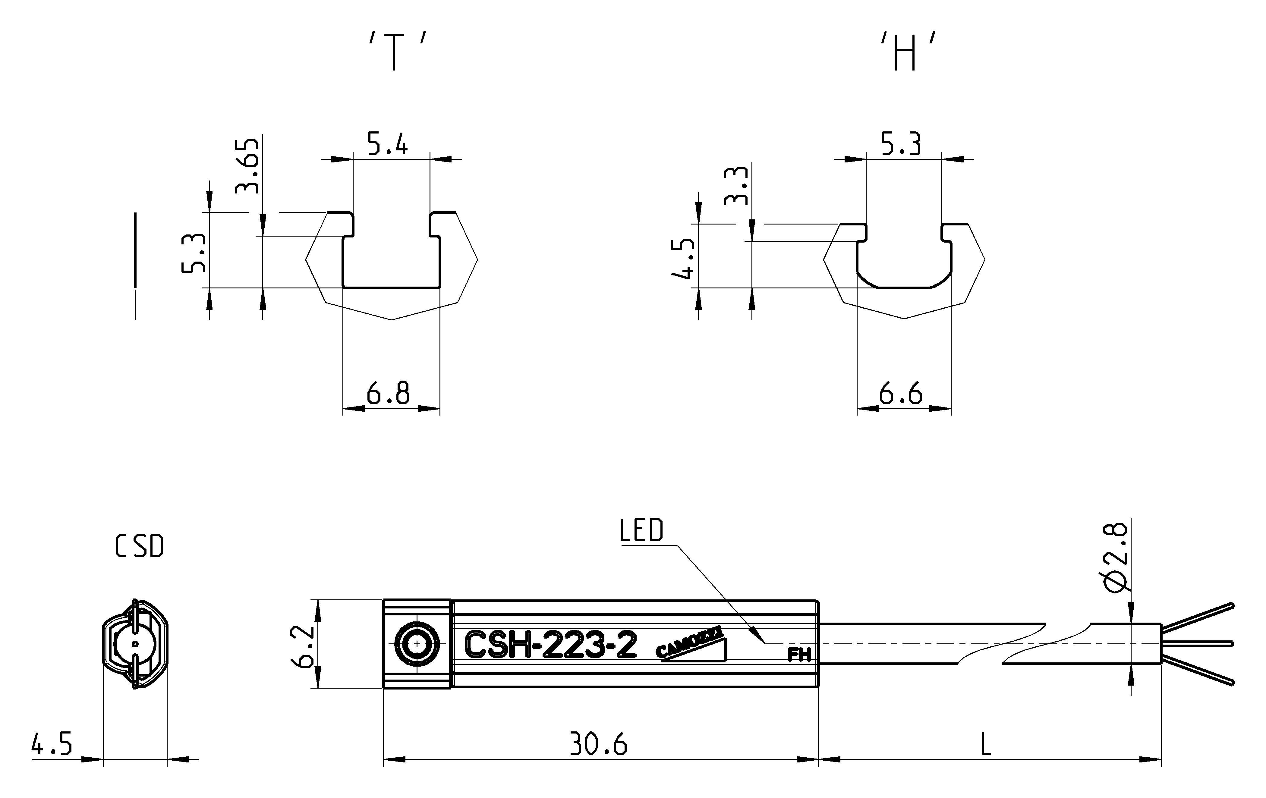 REED SWITCH 2 WIRES 30-110VDC -230VAC-2