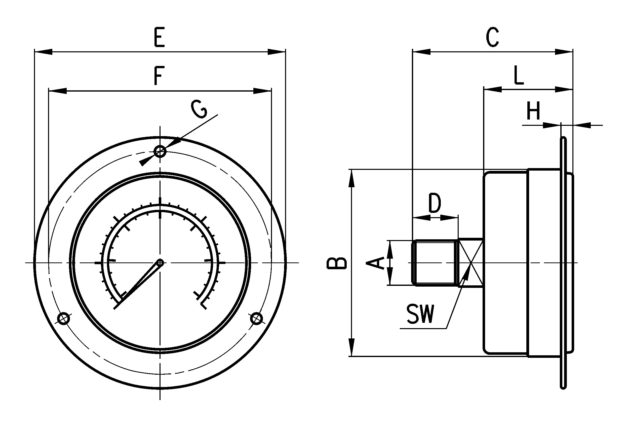 PRESSURE GAUGES FOR PANEL MOUNTING DIA=43MM-2