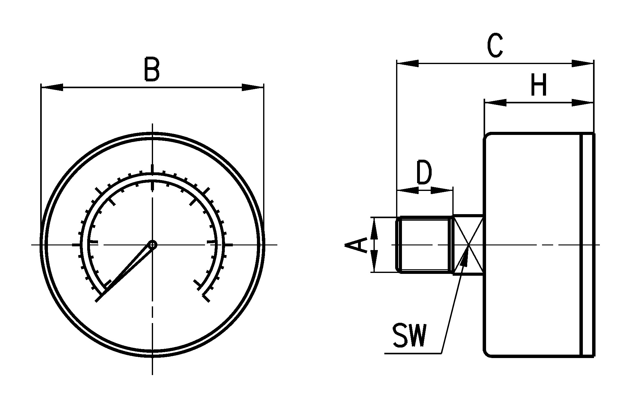 PRESSURE GAUGES WITH REAR CONN 12 BAR DIA=43MM-2
