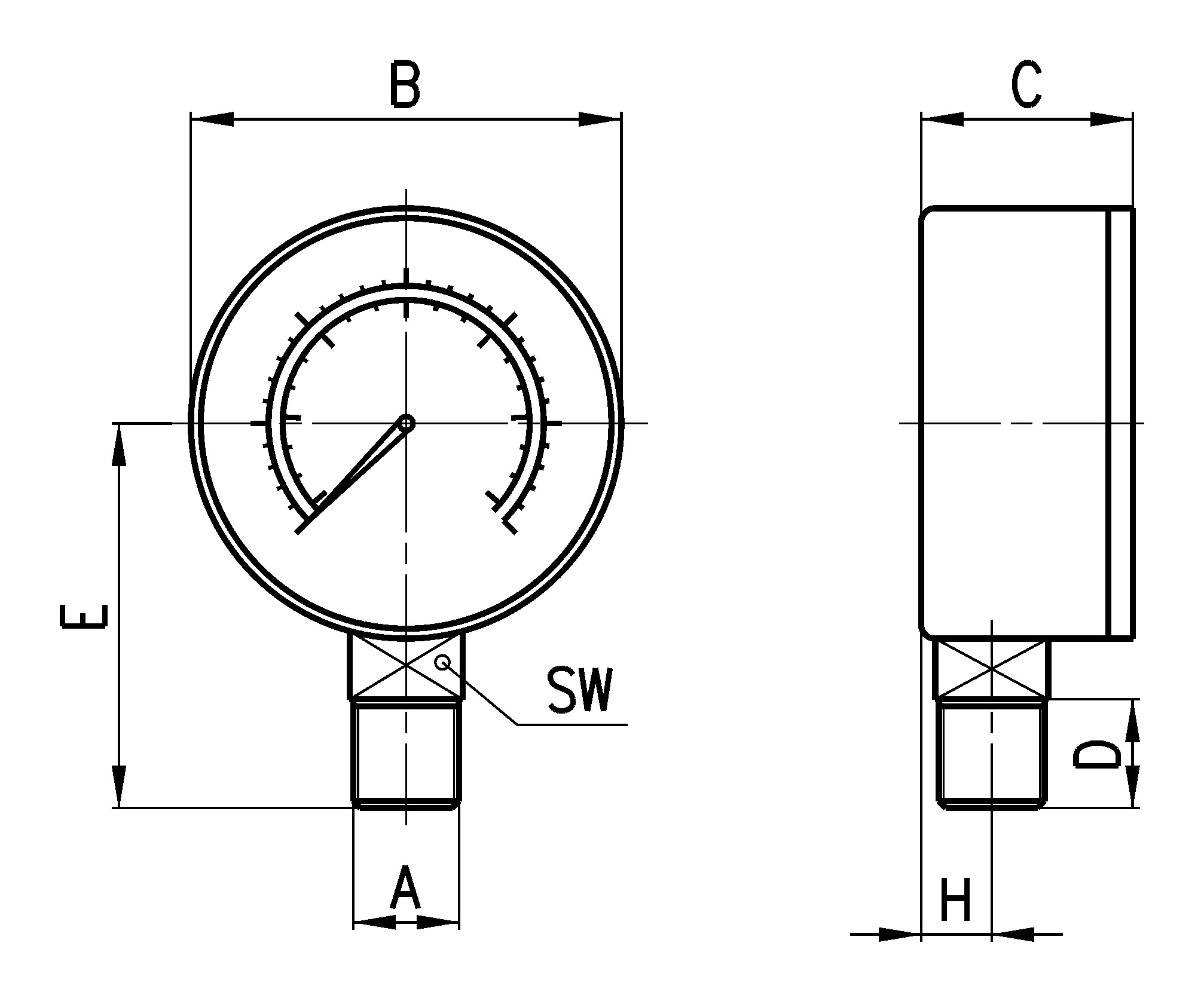 PRESSURE GAUGES WITH RADIAL CONN DIA=43MM-2